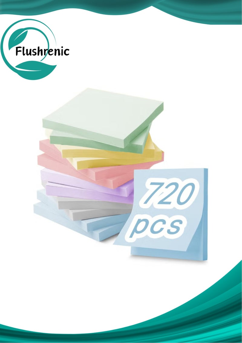 Flushrenic 720 Pcs Sticky Notes, Post it notes 3x3 in, Morandi color Self-Stick Note Pads, Perfect for Office School Home Desk Accessories - Morandi color - Image 1